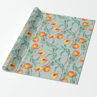 Papier Cadeau Motif d'aquarelle transparente avec pêches et bran