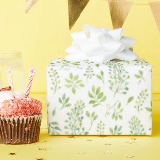 Papier Cadeau Motif d'aquarelle vert simple et mignon