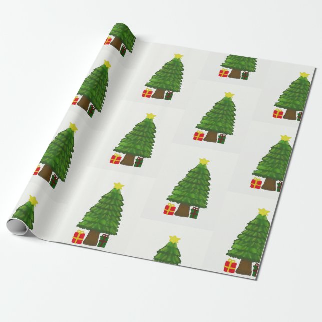 Papier Cadeau Motif d'arbre de Noël (Déroulé)