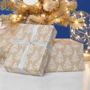Papier Cadeau Motif d'arbre de Noël blanc