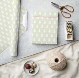 Papier Cadeau Motif d'arbre de Noël blanc vert