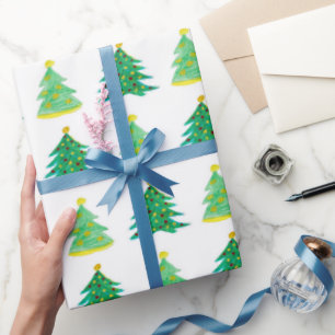 Papier Cadeau Motif d'arbre de Noël dessiné à la main