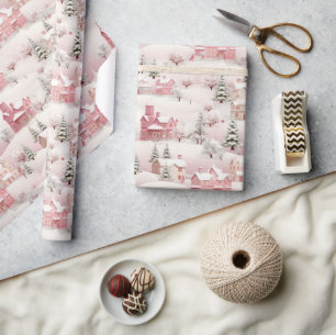 Papier Cadeau Motif d'arbre rose vintage