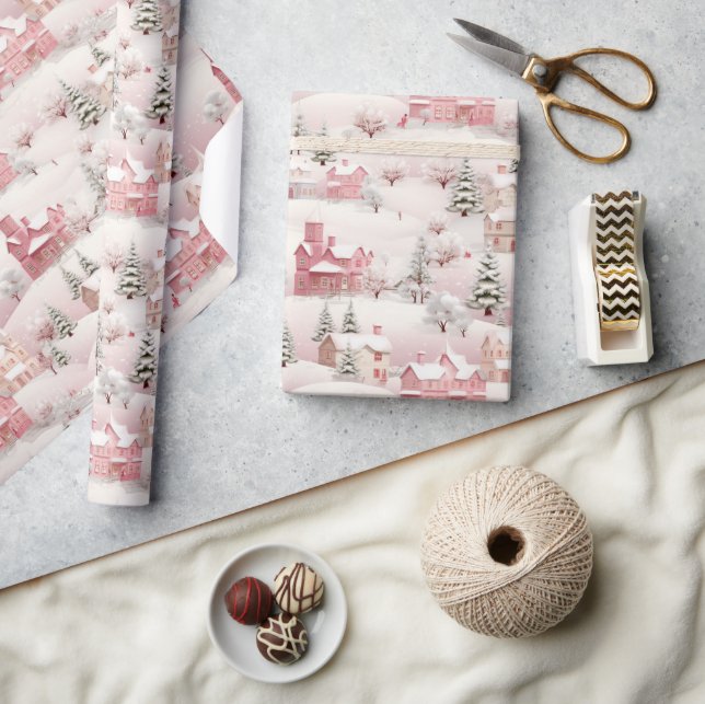 Papier Cadeau Motif d'arbre rose vintage (Artisanat)