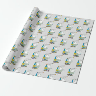 Papier Cadeau Motif d'art de chariot élévateur bleu