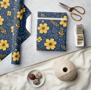 Papier Cadeau Motif d'art floral méditerranéen ethnique élégant