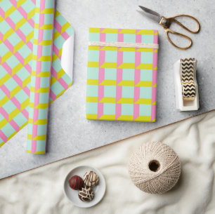 Papier Cadeau Motif d'art géométrique Op Pastel Retro Bright