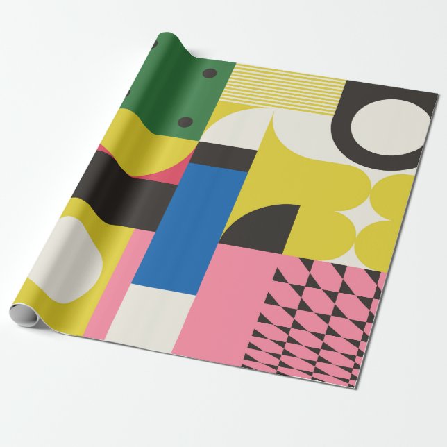 Papier Cadeau Motif d'art néo-moderniste réalisé avec g abstrait (Déroulé)