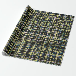 Papier Cadeau Motif d'Art numérique Lignes de grille jaune