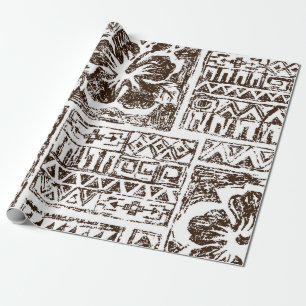 Papier Cadeau Motif d'art tropical autochtone hawaïen