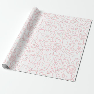 Papier Cadeau Motif d'article pour bébé rose mou