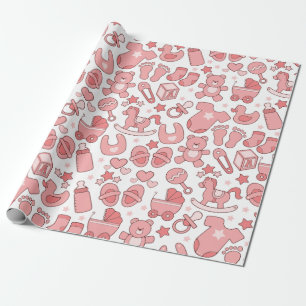 Papier Cadeau Motif d'article pour bébé rose pâle