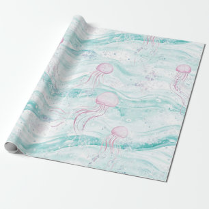 Papier Cadeau Motif d'aventure sous-marine de méduse