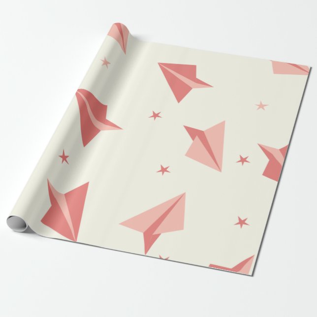 Papier cadeau Motif d'avion Cute Pastel (Déroulé)