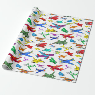 Papier Cadeau Motif d'avions colorés