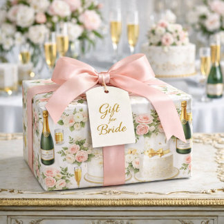 Papier Cadeau Motif de Baby Shower Mariage Rose Champagne