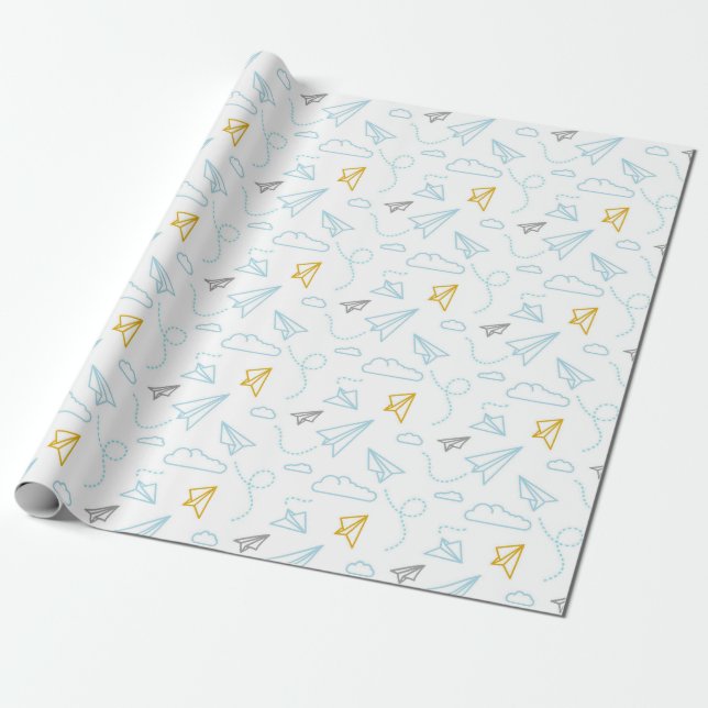 Papier Cadeau Motif De Baby shower Papier Et Nuages (Déroulé)