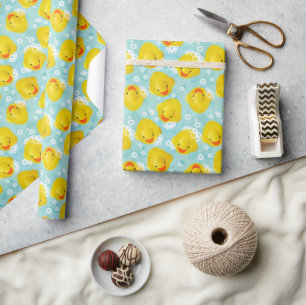 Papier Cadeau Motif de bain canards en caoutchouc