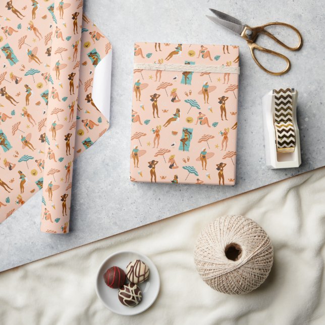 Papier Cadeau Motif de bains de soleil de plage (Artisanat)