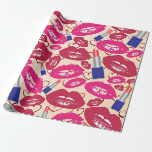 Papier Cadeau Motif de baiser de rouge à lèvres