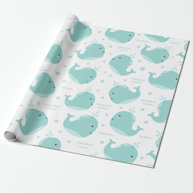 Papier Cadeau Motif de baleine sous la mer (Déroulé)