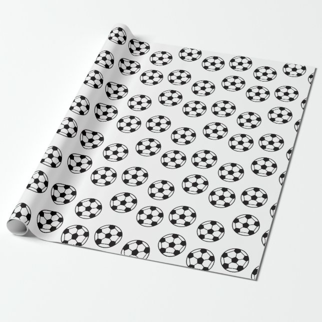 Papier Cadeau Motif de balle de football (Déroulé)