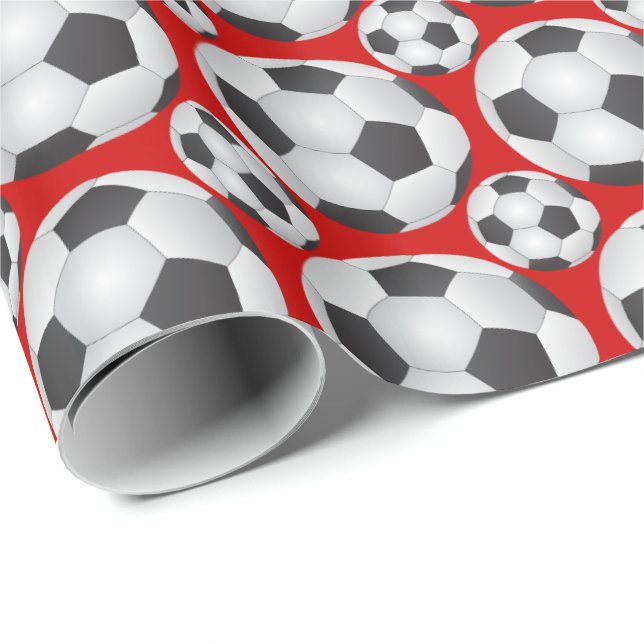 Papier Cadeau Motif de balle de football (Coin rond)