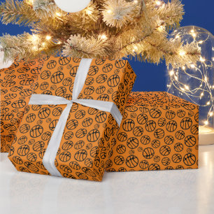 Papier Cadeau Motif de ballon de basket-ball orange