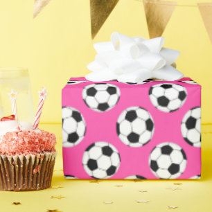 Papier Cadeau Motif de ballon de football rose