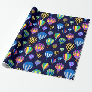Papier Cadeau Motif De Ballons À Air Chaud. Arrière - plan bleu 