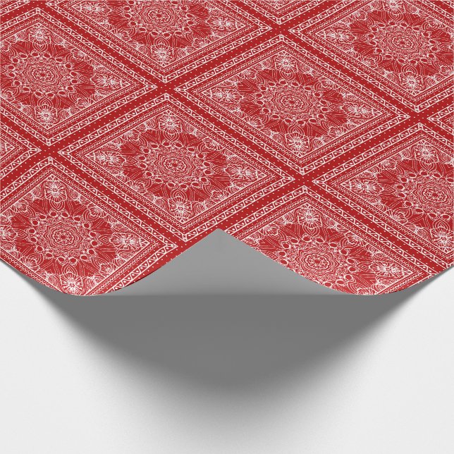Papier Cadeau motif de bandana rouge et blanc (Coin)