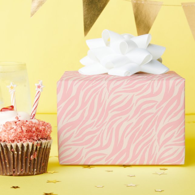 Papier Cadeau Motif de bande de tigre rose vif amusant (Fête d'anniversaire)