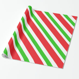 Papier Cadeau Motif de bandes rouge et verte
