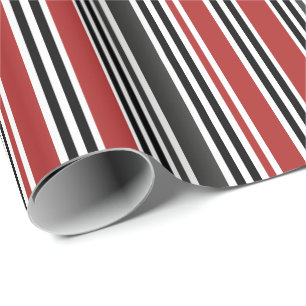 Papier Cadeau Motif de bandes verticales gris-noir rouge
