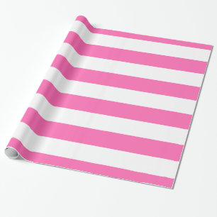 Papier Cadeau Motif de bandes XL blanches et roses chaudes