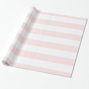 Papier Cadeau Motif de bandes XL blanches et roses claires