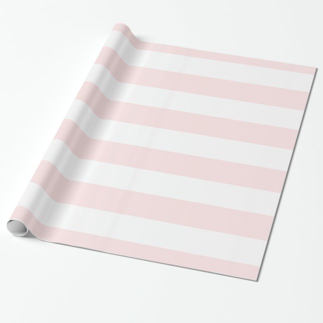 Papier Cadeau Motif de bandes XL blanches et roses claires (Déroulé)