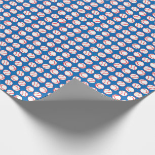 Papier Cadeau Motif de base-ball sur le bleu