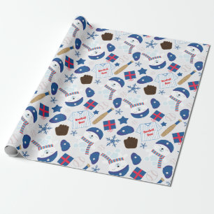 Papier Cadeau Motif de baseball d'hiver