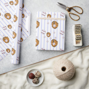 Papier Cadeau Motif de baseball et gant
