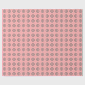 Papier Cadeau Motif de baseball gris sur fond rose