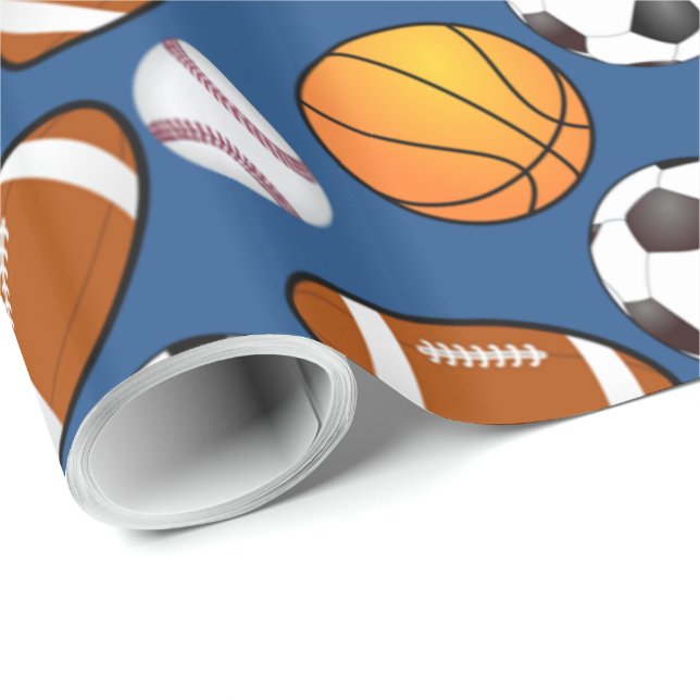 Papier Cadeau Motif de basketball de football sportif (Coin rond)
