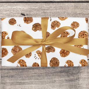 Papier Cadeau Motif de biscuits aux pépites de chocolat aquarell