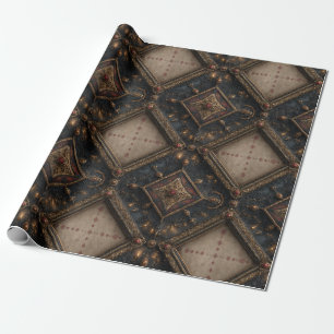 Papier Cadeau Motif de bois sculpté gothique (1)