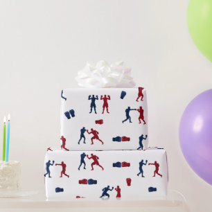 Papier Cadeau Motif de boîte rouge et bleu