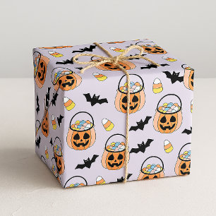 Papier Cadeau Motif de bonbons et de chauves-souris pour Hallowe