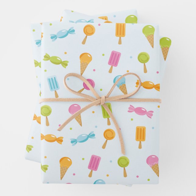 Papier cadeau Motif de bonbons sucré (En situation)
