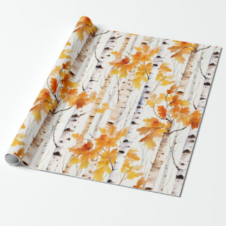 Papier Cadeau Motif de bouleaux d'aquarelle