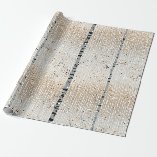 Papier Cadeau Motif de bouleaux d'aquarelle