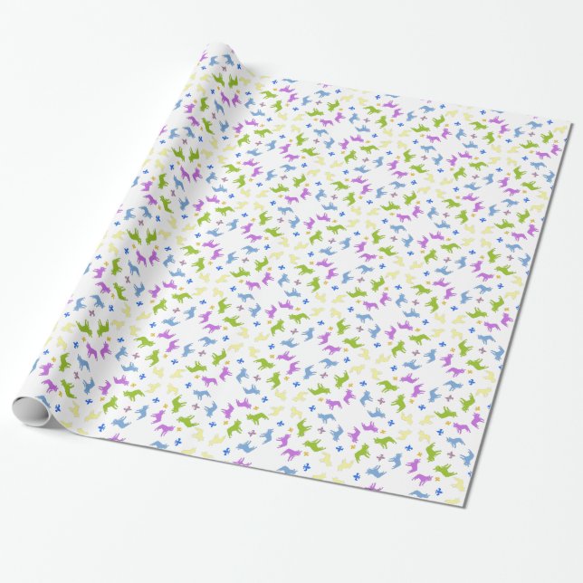 Papier Cadeau Motif de Bouledogue français (Déroulé)